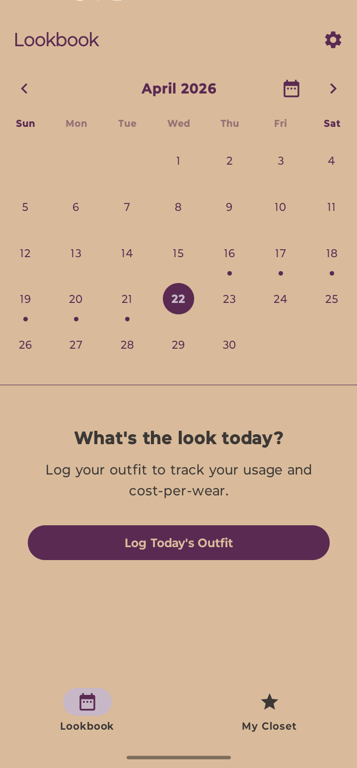 Outfit lookbook calendar